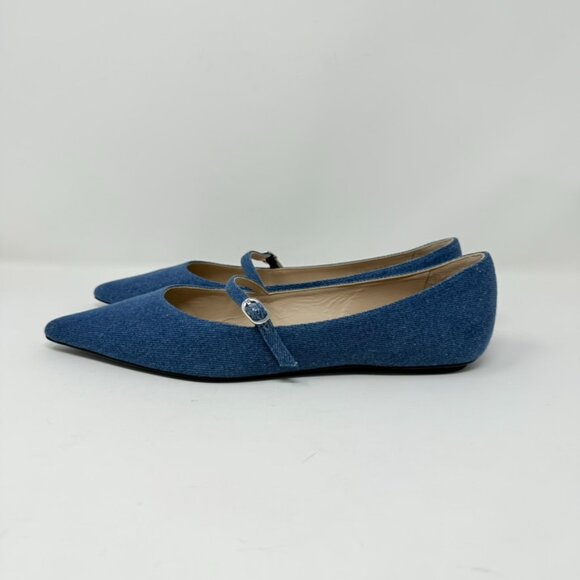 New Stuart Weitzman Emilia Mary Jane Ballerina Flats Denim Sz 10 - Picture 6 of 14